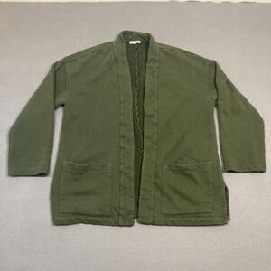 Eileen Fisher Open Front Blazer Jacket Women's Size XS Green Organic Cotton